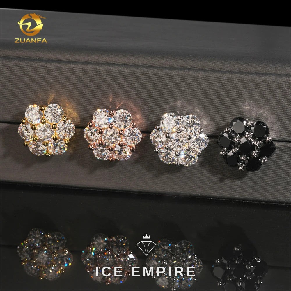 Iced Out Cluster 925 Silver Moissanite Earrings