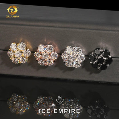 Iced Out Cluster 925 Silver Moissanite Earrings