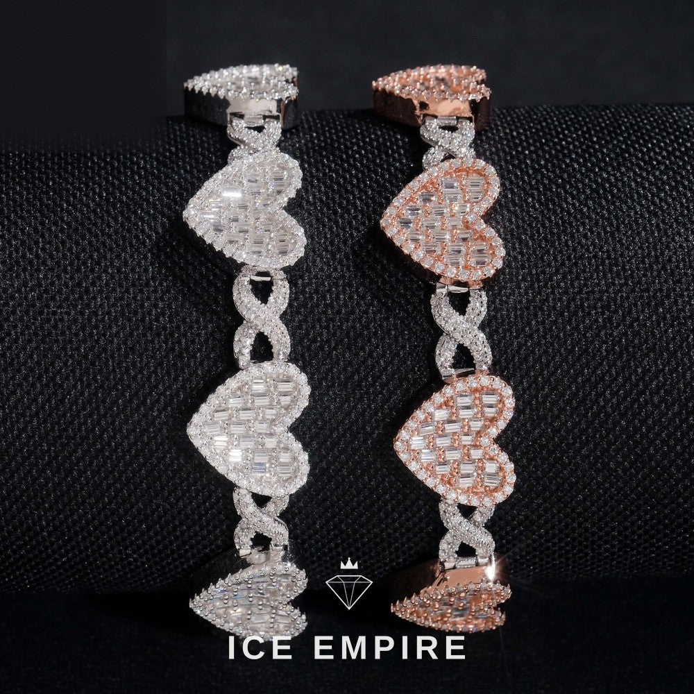 Iced Out Baguette Rose Gold Plated Moissanite Cuban Chain