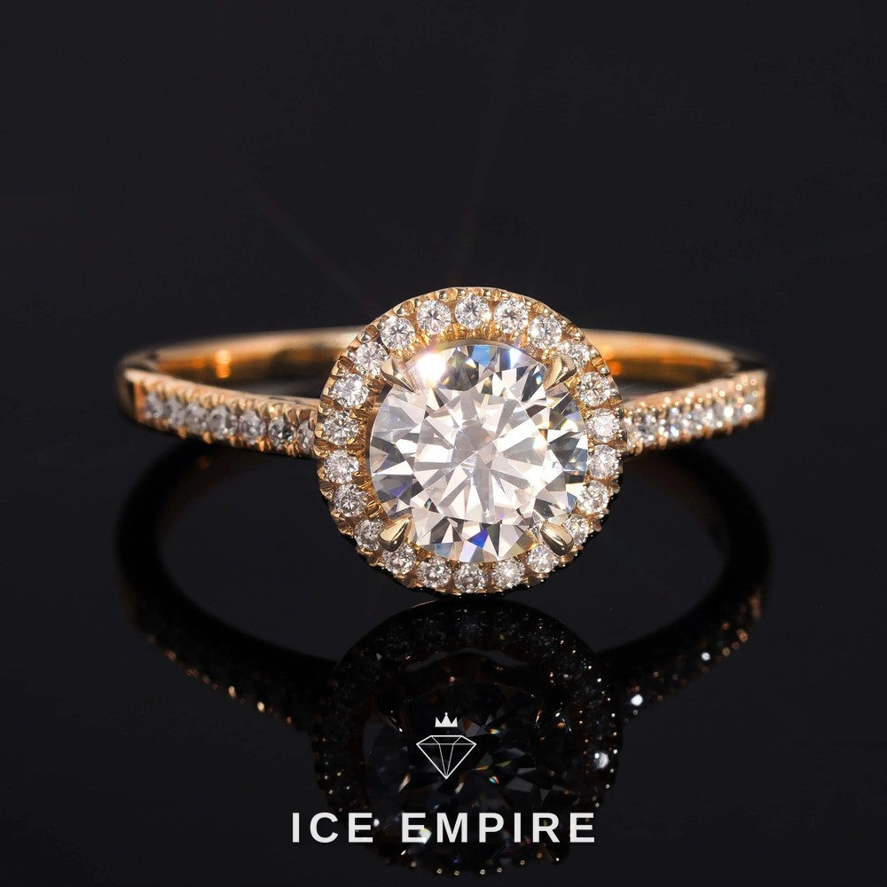 Iced Out 10K Gold Moissanite Engagement Ring