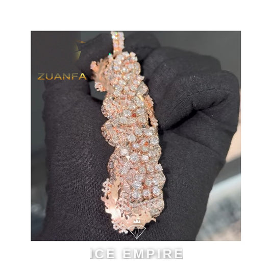 Iced Out Rose Gold Plated Moissanite Pendant