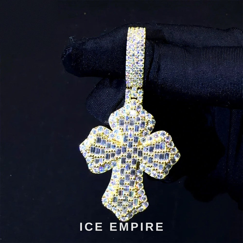 Iced Out Baguette 925 Silver Pendant