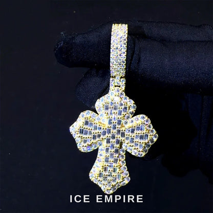 Iced Out Baguette 925 Silver Pendant