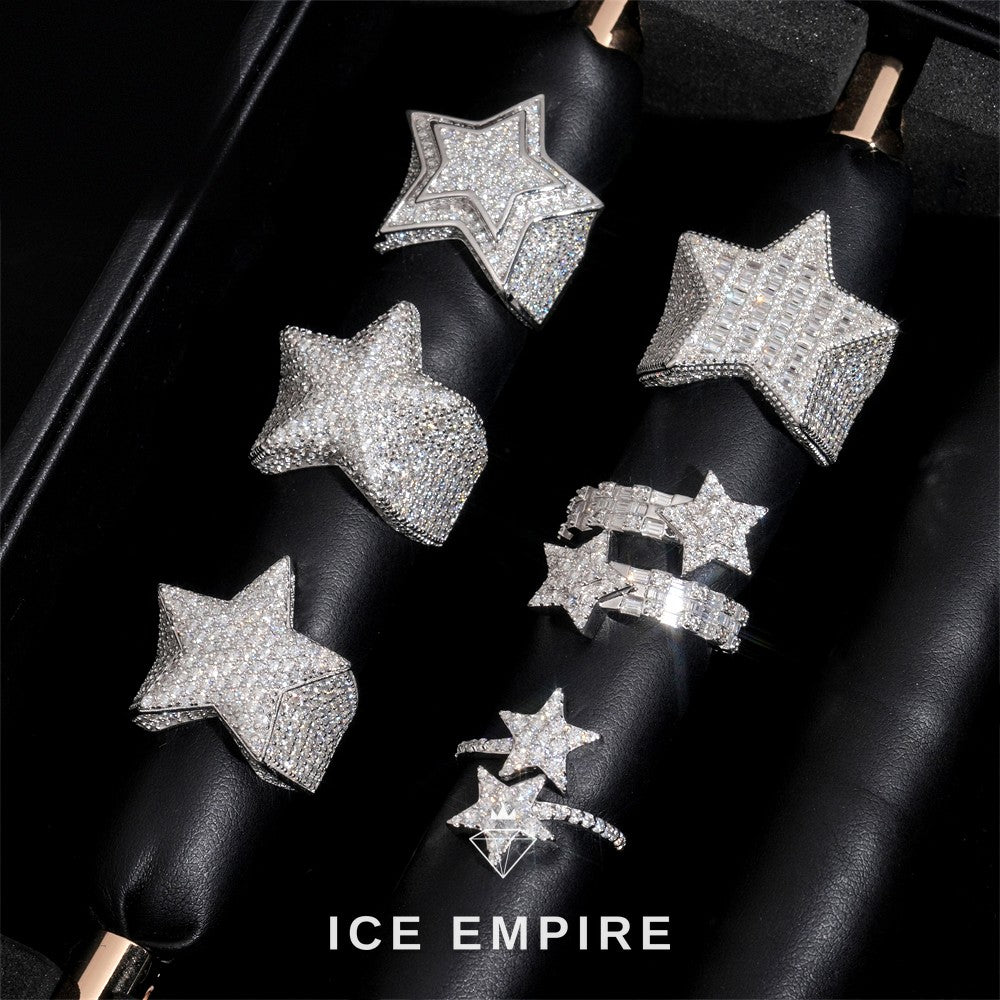 Iced Out Baguette 925 Silver Moissanite Ring