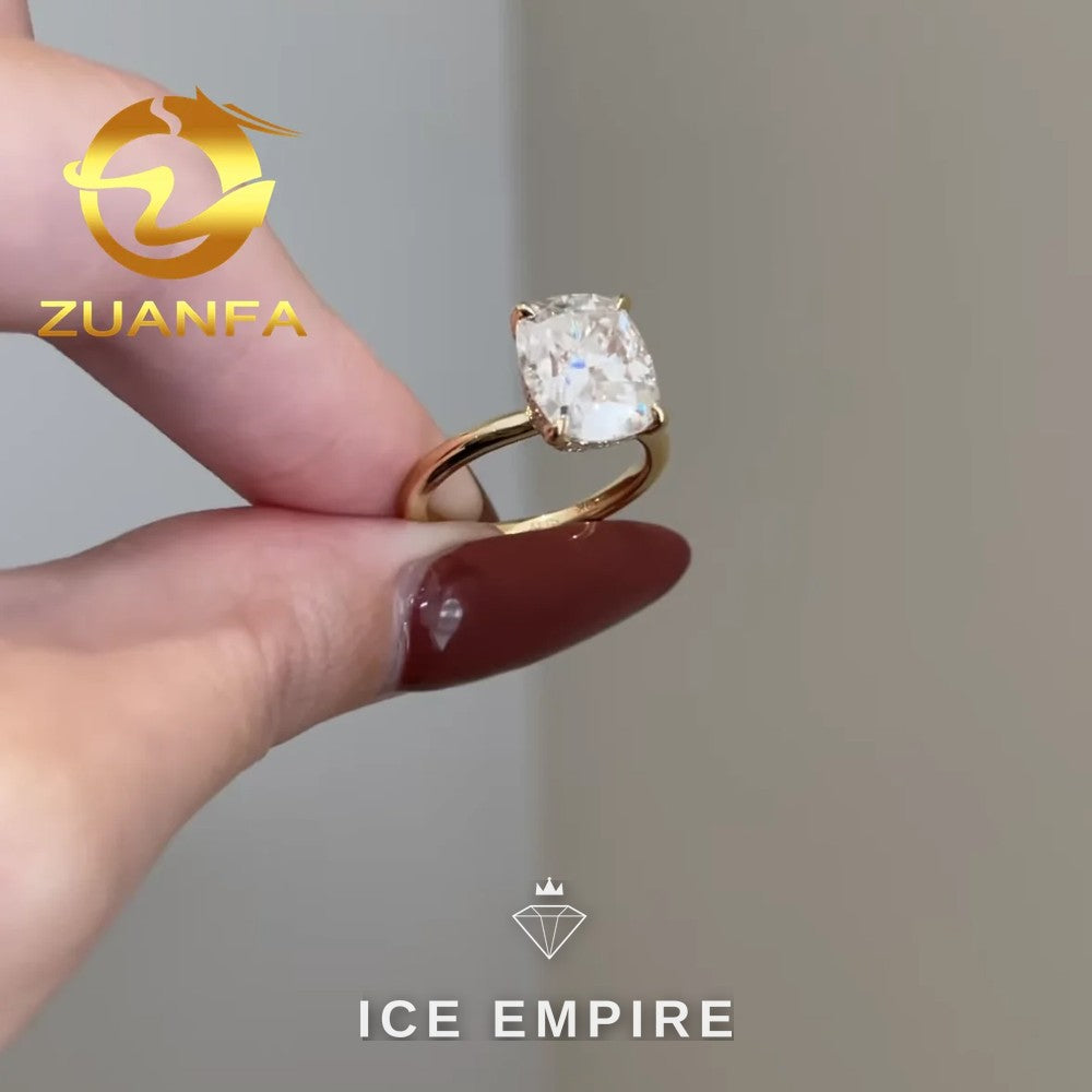 Iced Out 10K Gold Moissanite Engagement Ring