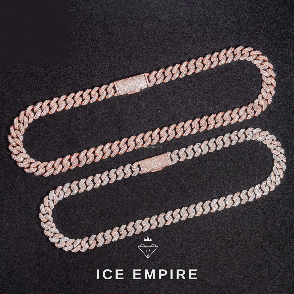 Iced Out Rose Gold Moissanite Cuban Chain