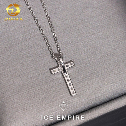 Iced Out Cross 925 Silver Lab Grown Diamond Pendant