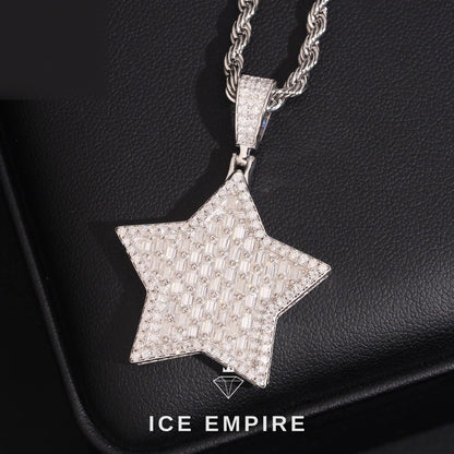 Iced Out Baguette Gold Plated Moissanite Pendant