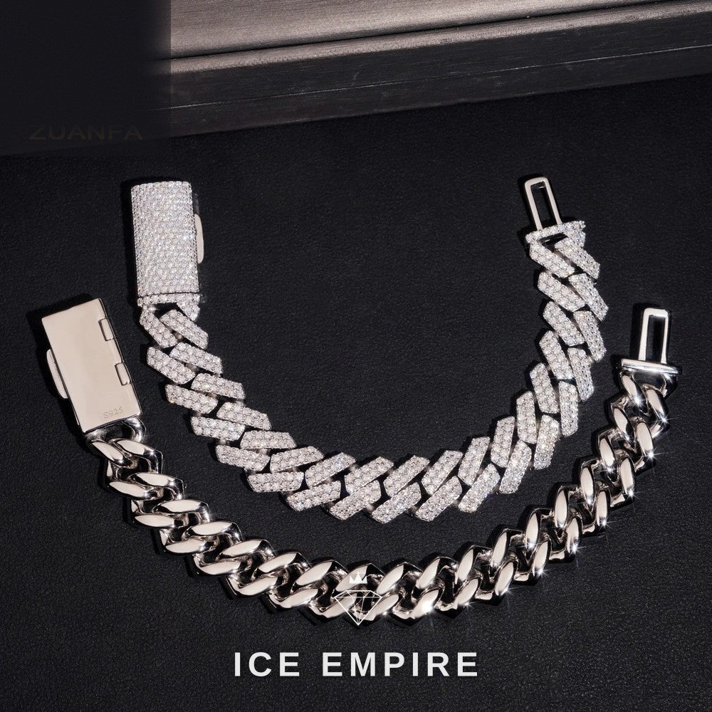 Iced Out 925 Silver Moissanite Cuban Chain