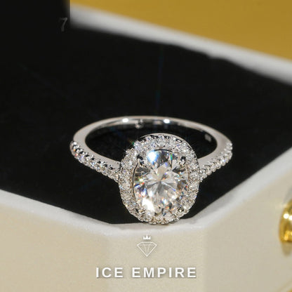 Iced Out 925 Silver Moissanite Engagement Ring
