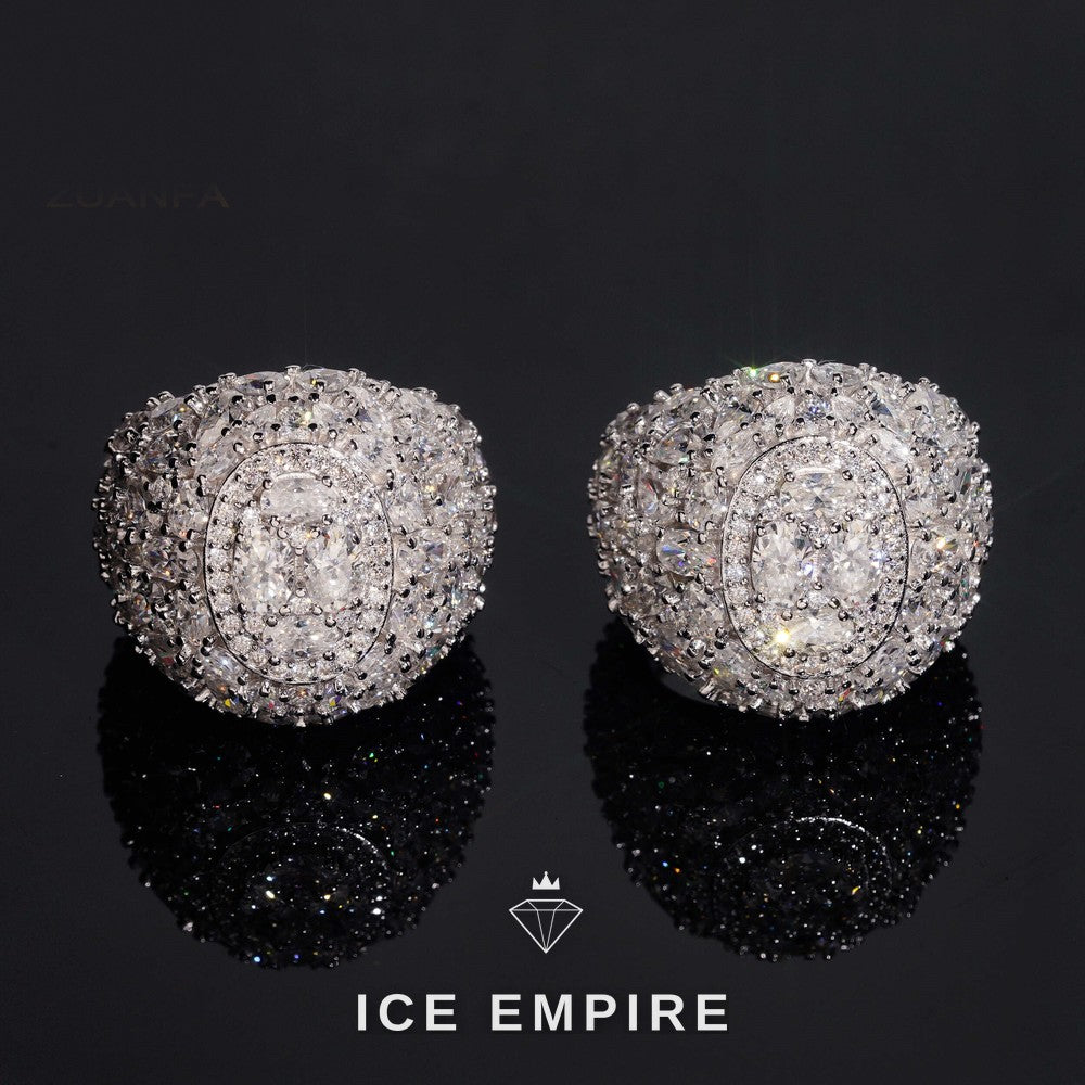 Iced Out Cluster 925 Silver Moissanite Ring