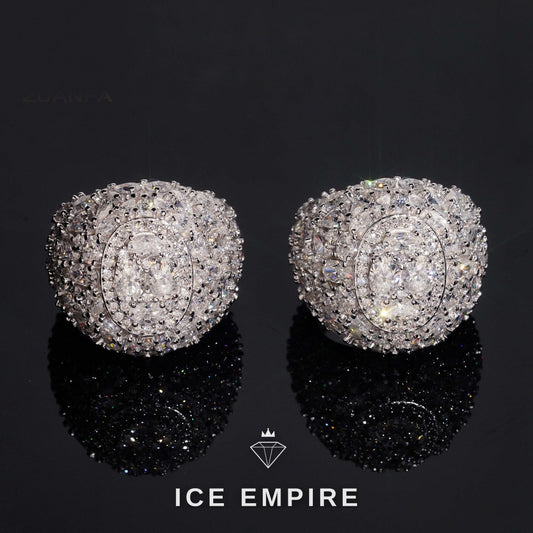 Iced Out Cluster 925 Silver Moissanite Ring
