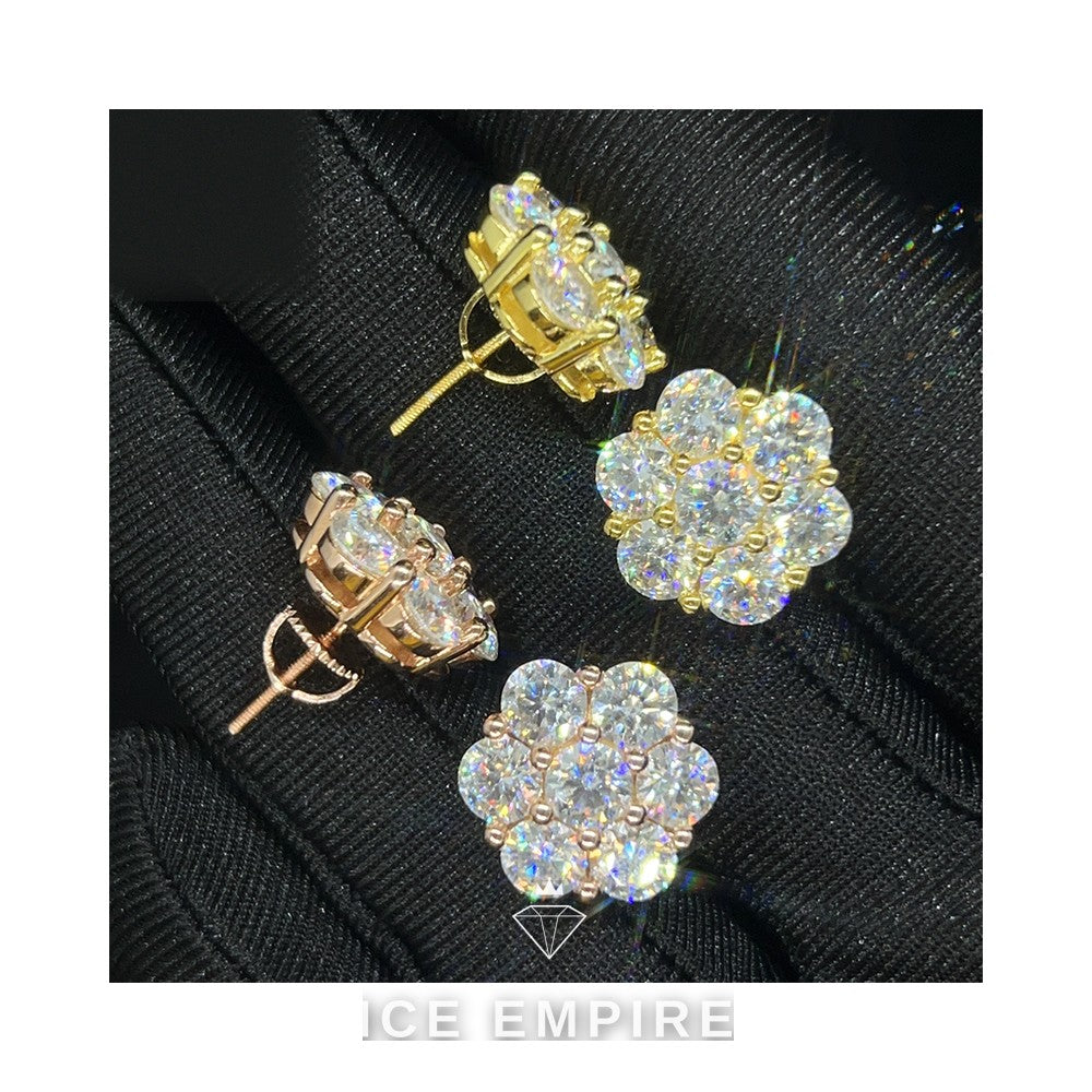 Iced Out 18K Gold Moissanite Stud Earrings