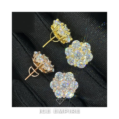 Iced Out 18K Gold Moissanite Stud Earrings