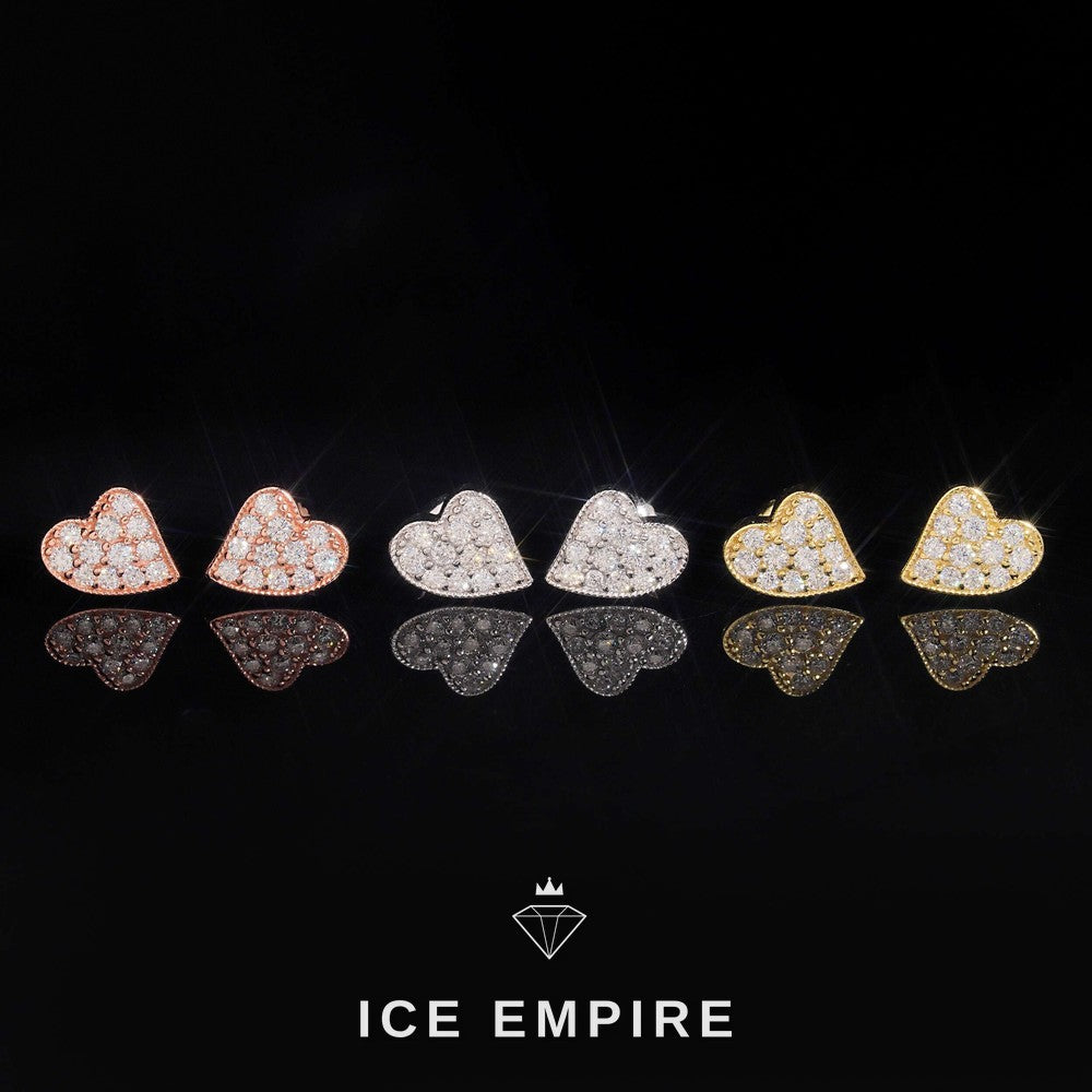 Iced Out Heart Gold Plated Moissanite Earrings
