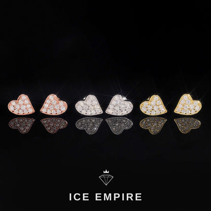 Iced Out Heart Gold Plated Moissanite Earrings