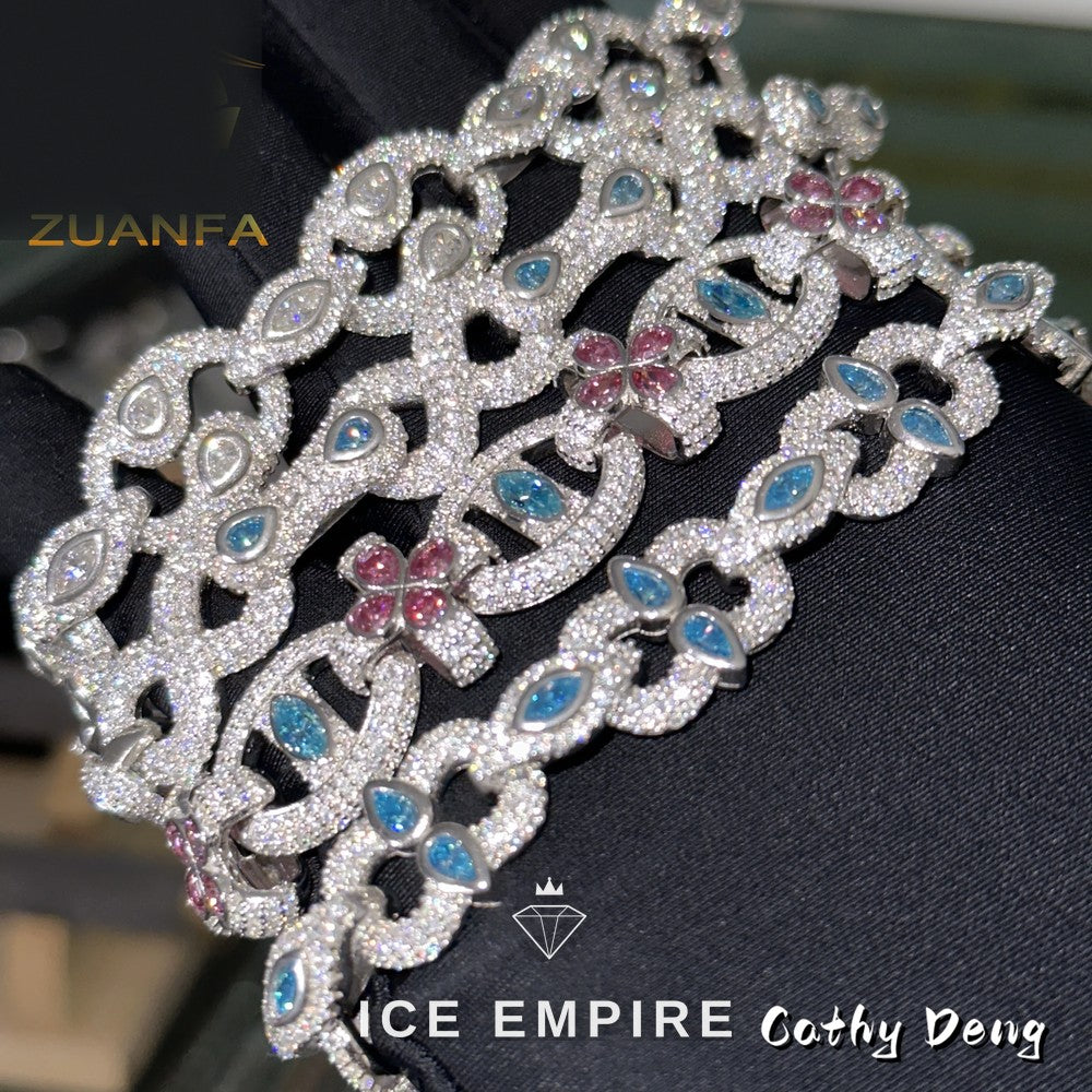 Iced Out 925 Silver Moissanite Cuban Chain