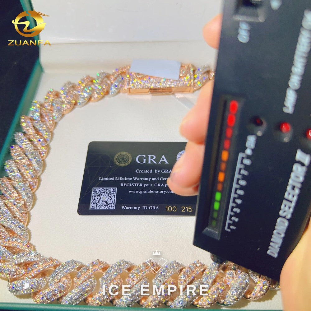 Iced Out Rose Gold Plated Moissanite Cuban Chain