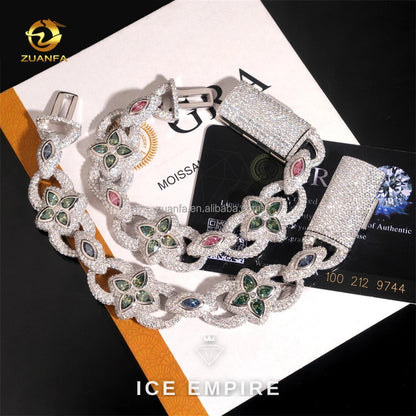 Iced Out 925 Silver Moissanite Cuban Chain