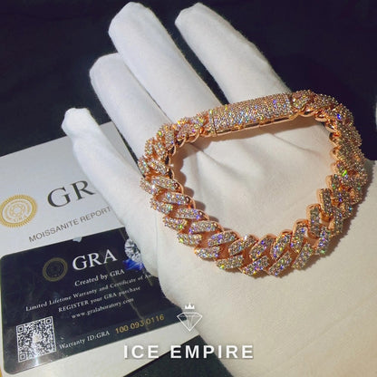 Iced Out Rose Gold Plated Moissanite Cuban Chain