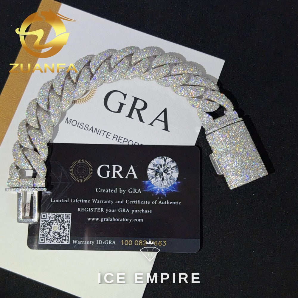 Iced Out 925 Silver Moissanite Cuban Chain