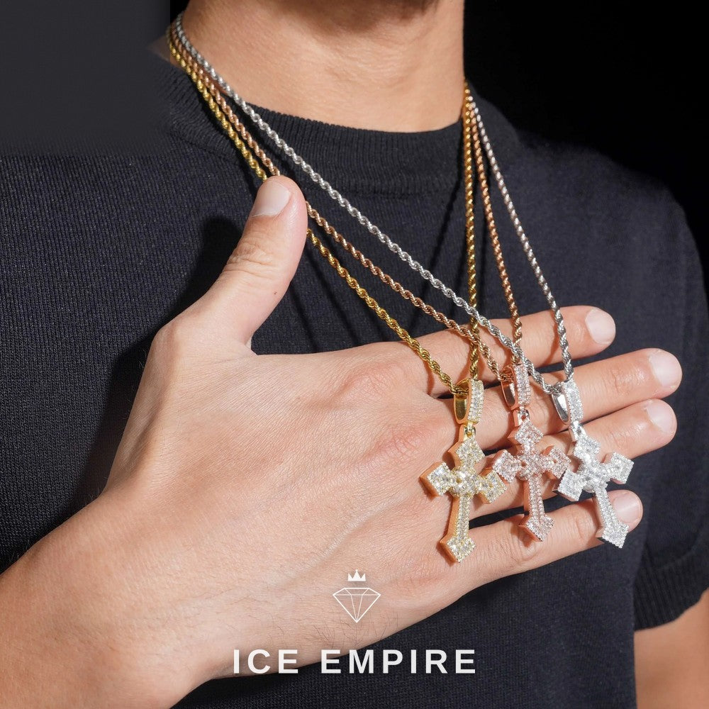Iced Out Cross 925 Silver Moissanite Pendant