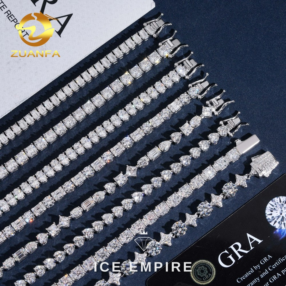 Iced Out 925 Silver Moissanite Tennis Bracelet