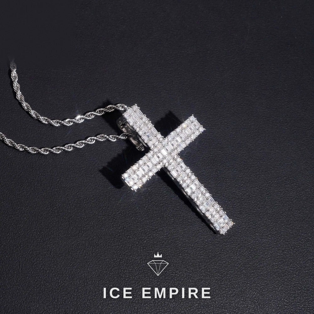 Iced Out Baguette 925 Silver Moissanite Pendant
