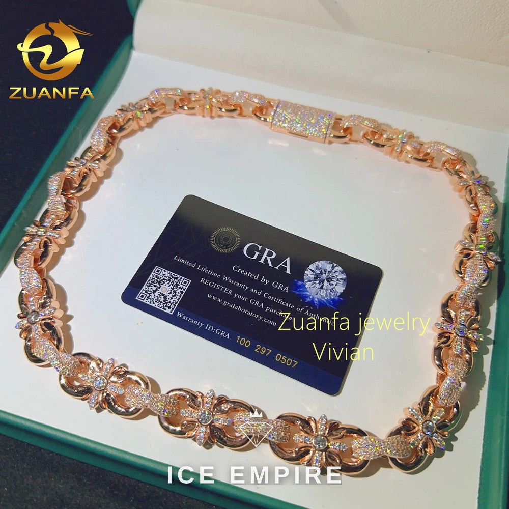 Iced Out Rose Gold Plated Moissanite Cuban Chain