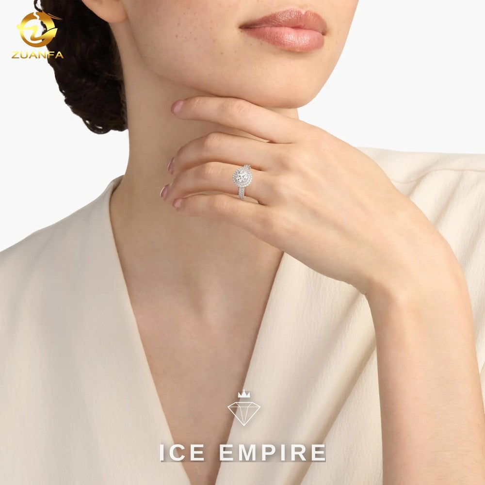 Iced Out 14K Gold Moissanite Engagement Ring