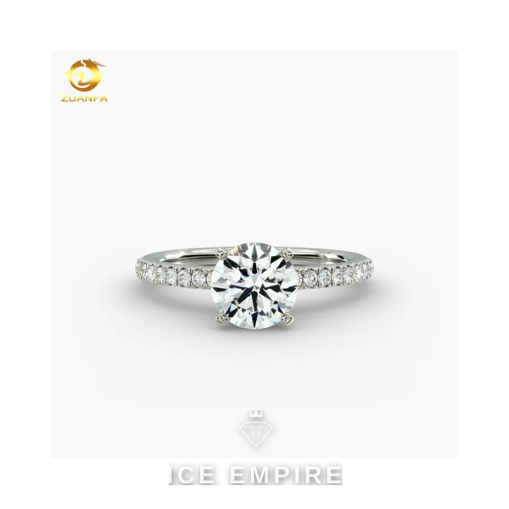 Iced Out 14K Gold Moissanite Engagement Ring