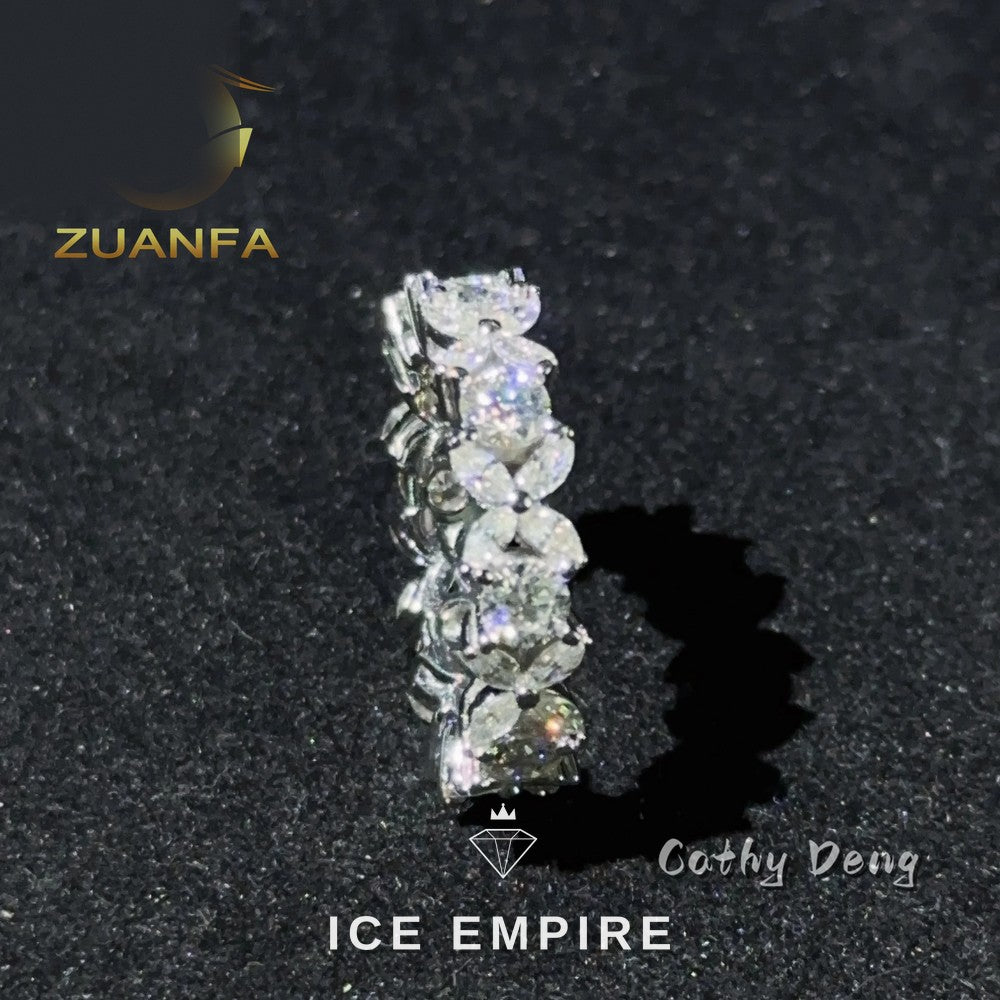 Iced Out 925 Silver Moissanite Engagement Ring