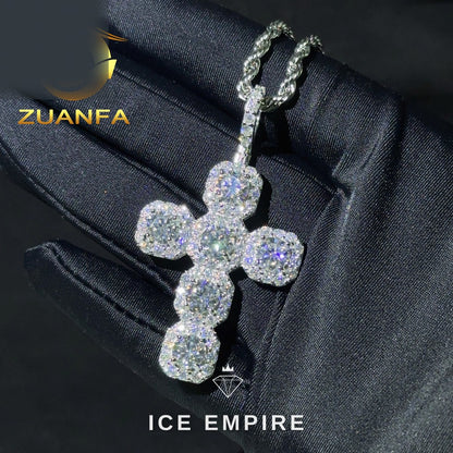 Iced Out Cross Rose Gold Plated Moissanite Rope Chain