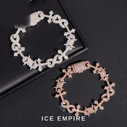 Iced Out Cross Rose Gold Plated Moissanite Tennis Bracelet