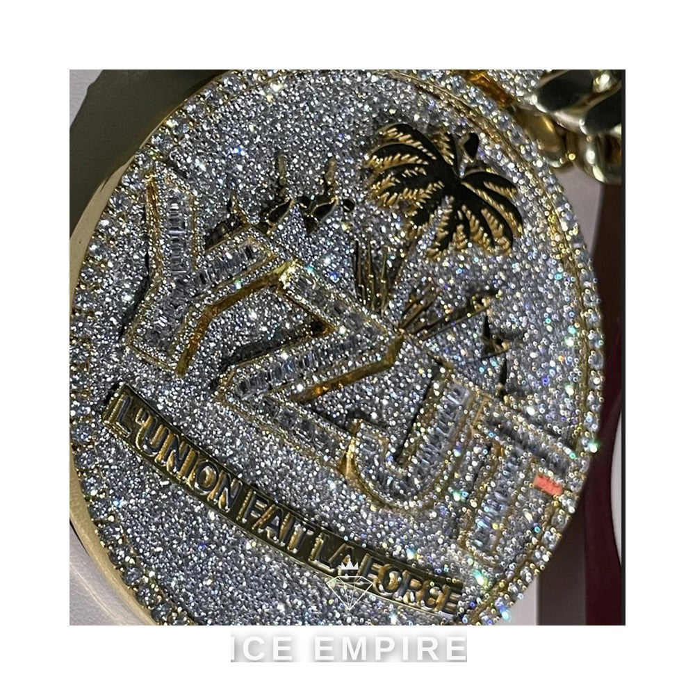 Iced Out Baguette Rose Gold Plated Moissanite Pendant