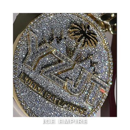 Iced Out Baguette Rose Gold Plated Moissanite Pendant