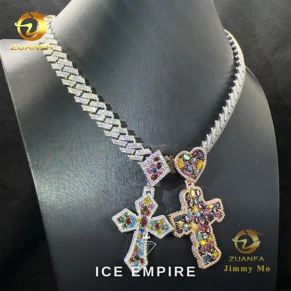 Iced Out Cross 925 Silver Pendant