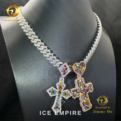 Iced Out Cross 925 Silver Pendant