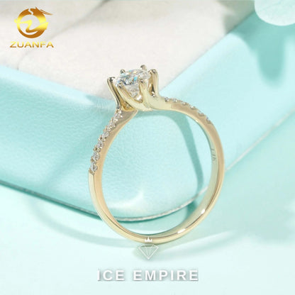 Iced Out 9K Gold Moissanite Wedding Band