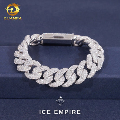Iced Out 925 Silver Moissanite Cuban Chain