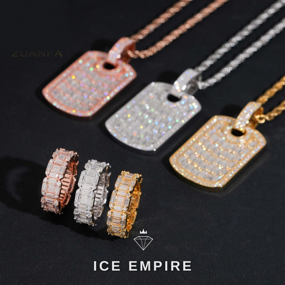 Iced Out Baguette 925 Silver Moissanite Pendant