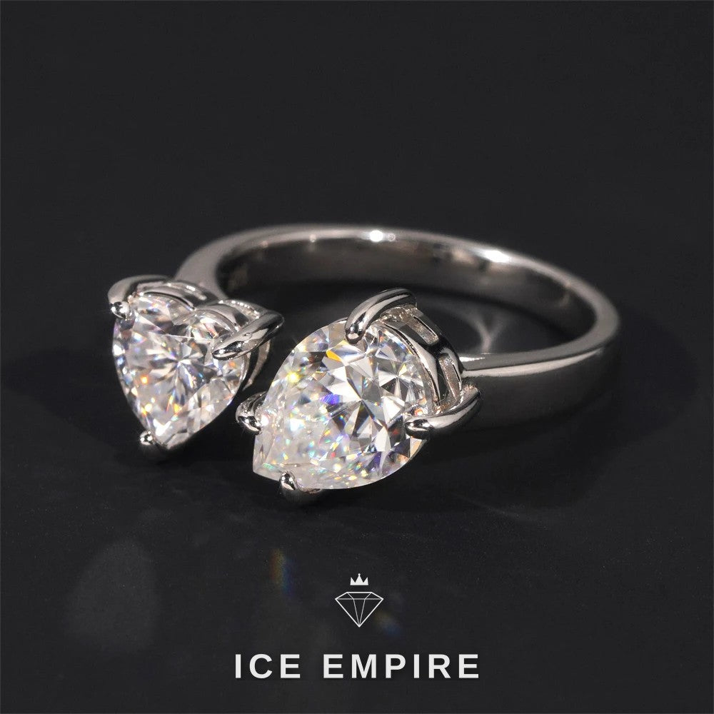 Iced Out Heart Gold Plated Moissanite Engagement Ring