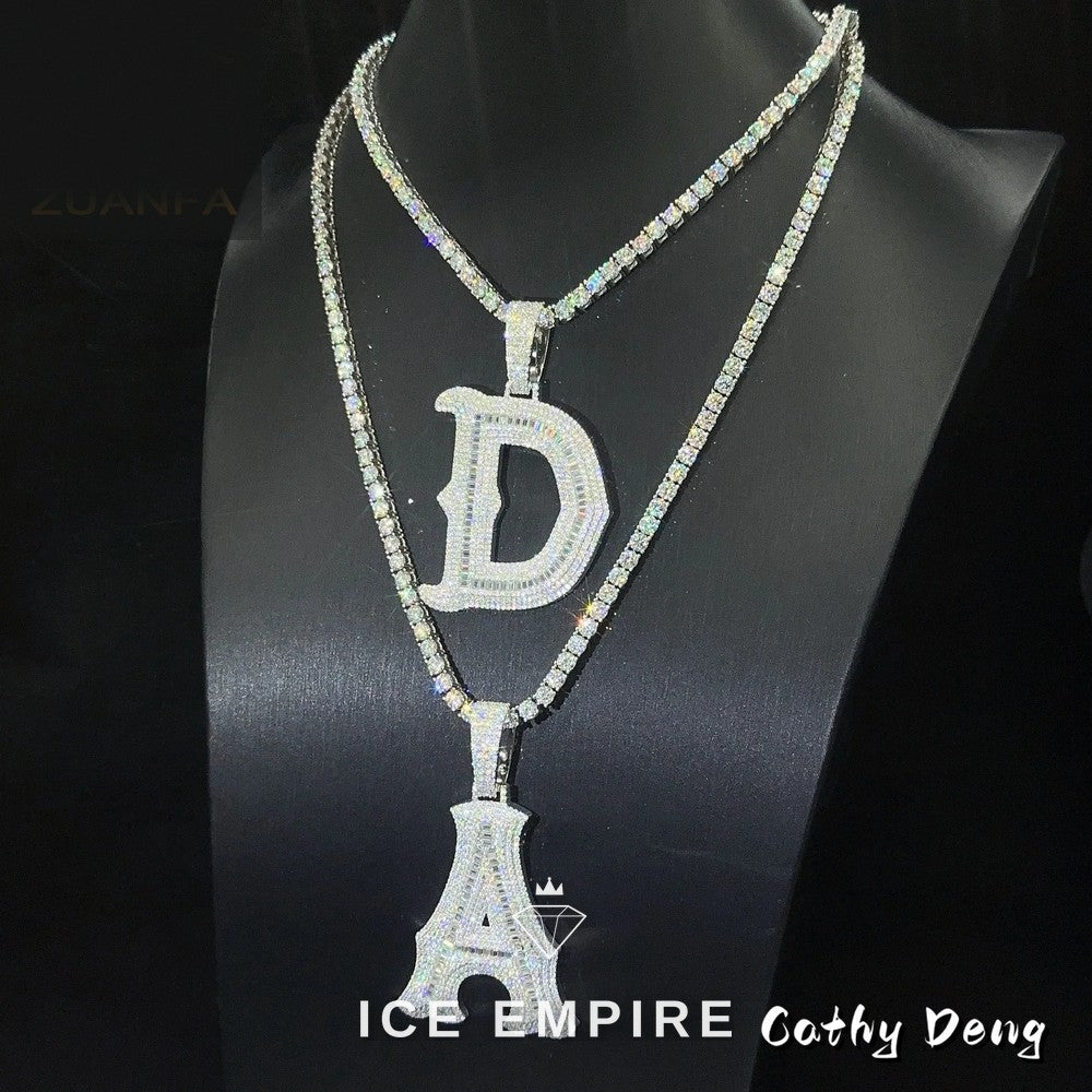 Iced Out Baguette Rose Gold Plated Moissanite Pendant