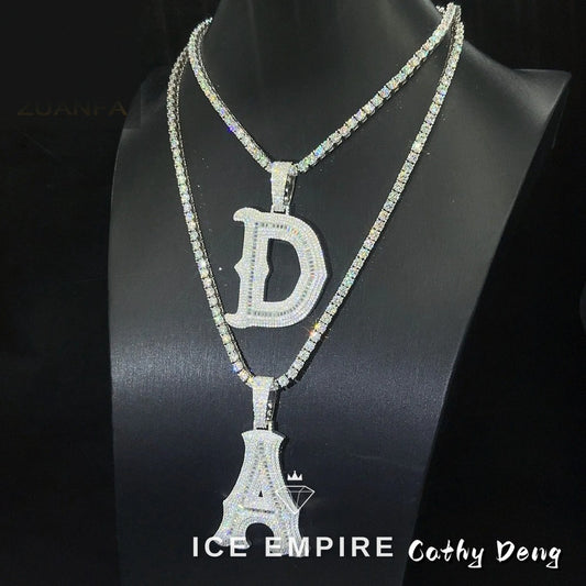 Iced Out Baguette Rose Gold Plated Moissanite Pendant