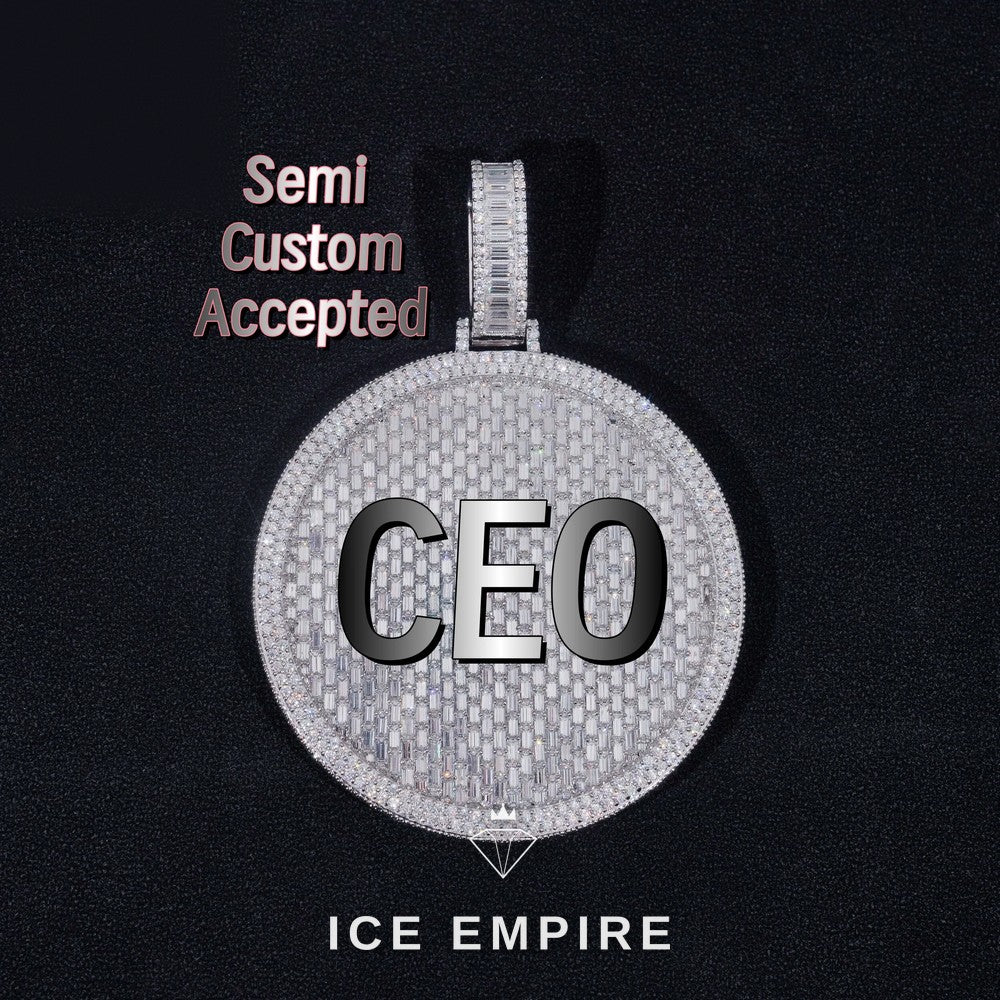 Iced Out Baguette 925 Silver Moissanite Pendant