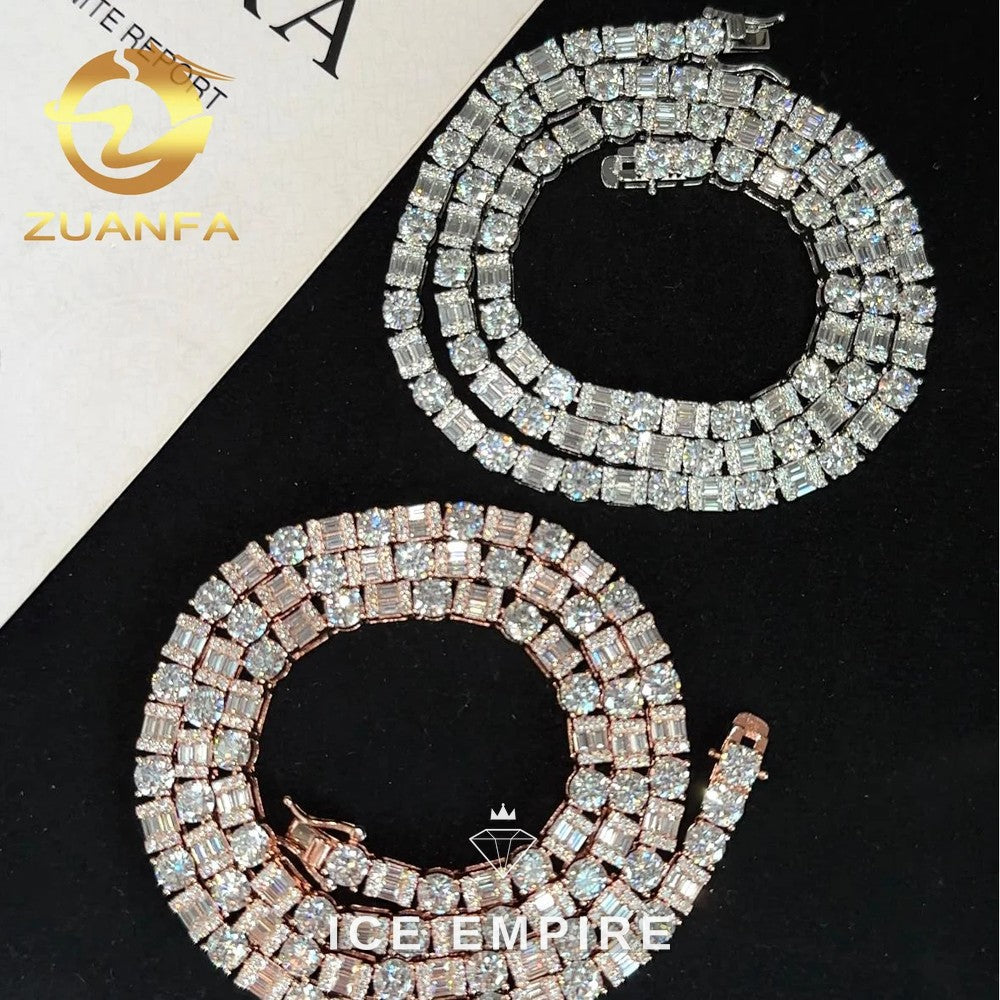Iced Out 925 Silver Moissanite Tennis Chain