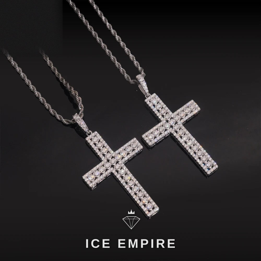 Iced Out Cross 925 Silver Pendant