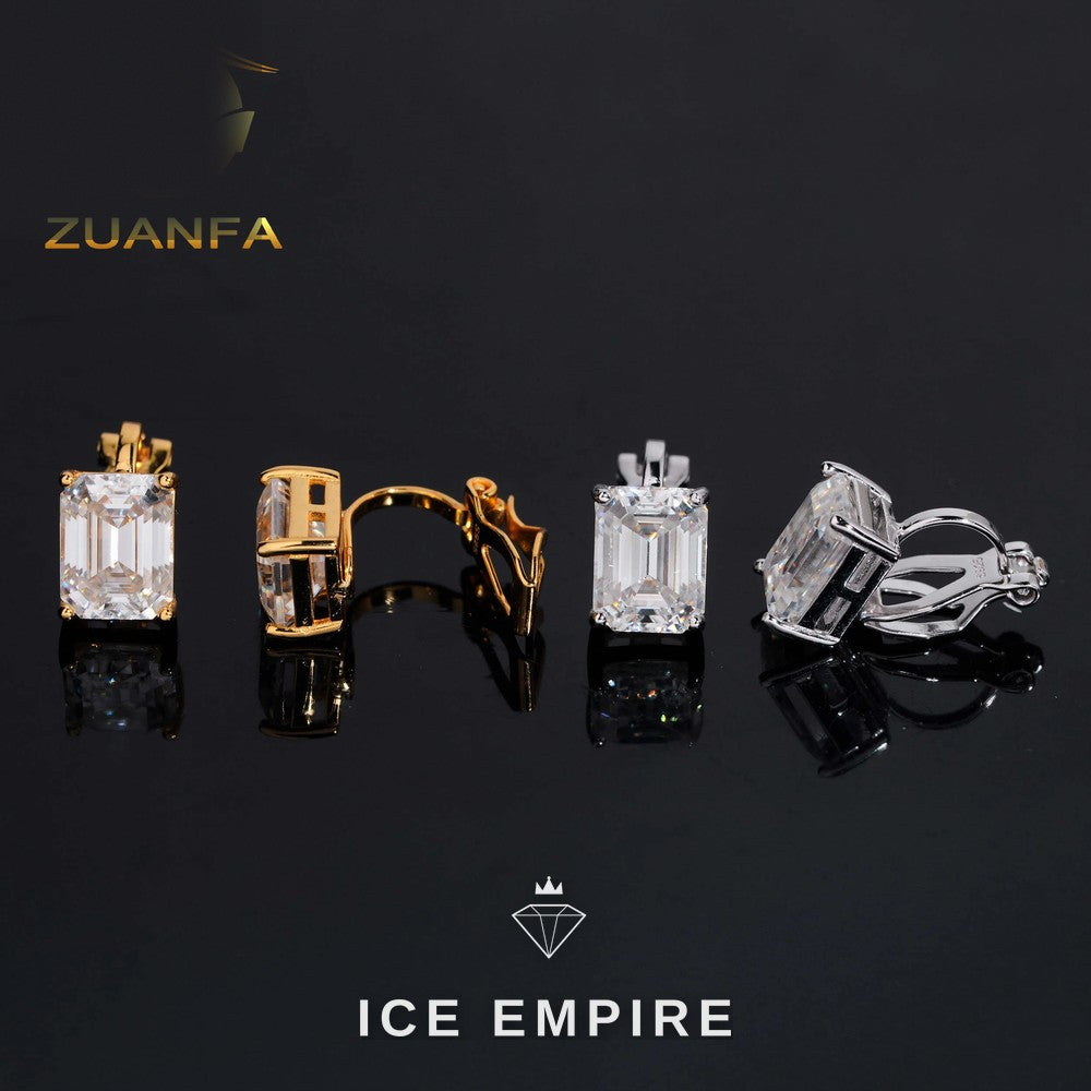 Iced Out 925 Silver Moissanite Stud Earrings