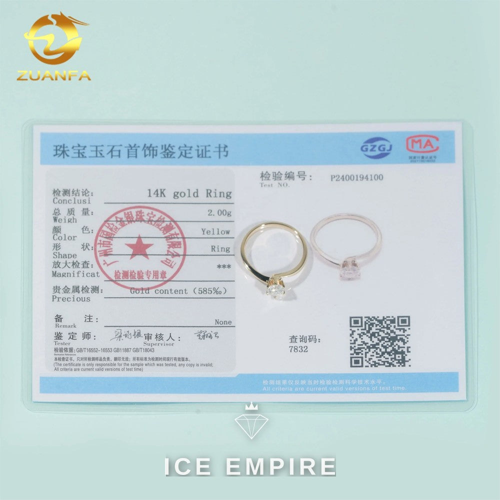 Iced Out Gold Plated Moissanite Engagement Ring