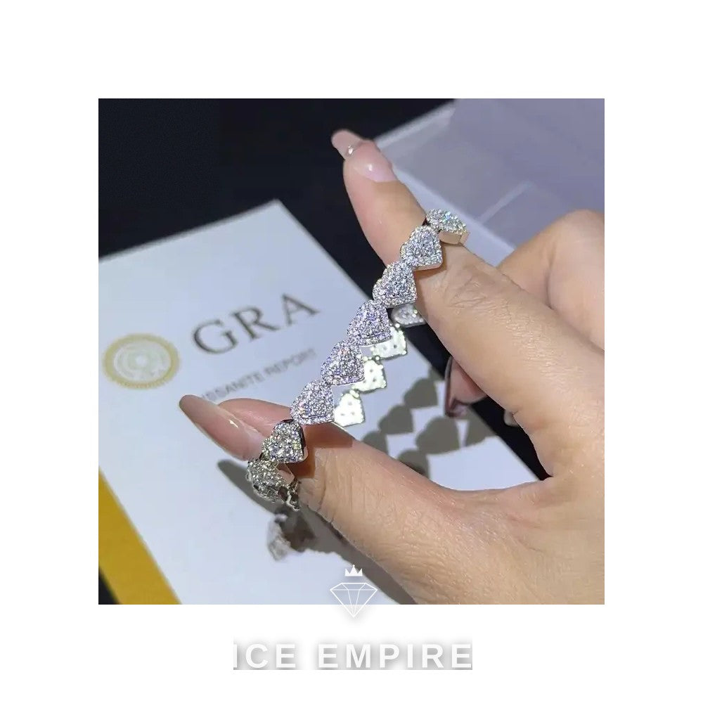 Iced Out Heart 925 Silver Moissanite Cuban Chain